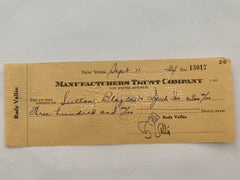 Rudy Vallee signed check