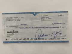 Andrew Pafko signed check