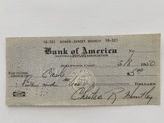 Chester Huntley signed check