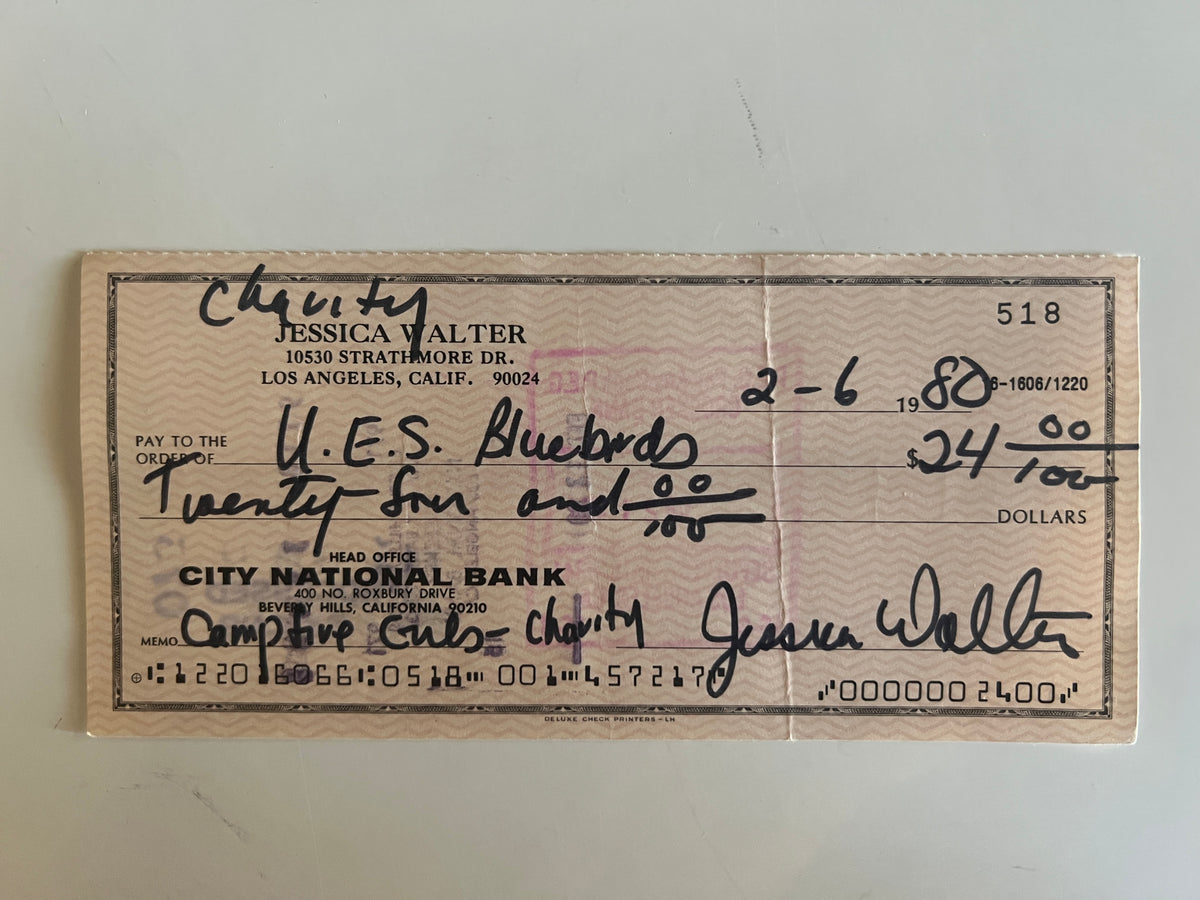 Jessica Walter signed check