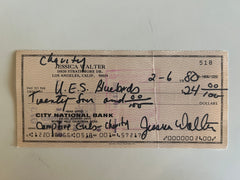 Jessica Walter signed check