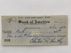 Chester Huntley signed check