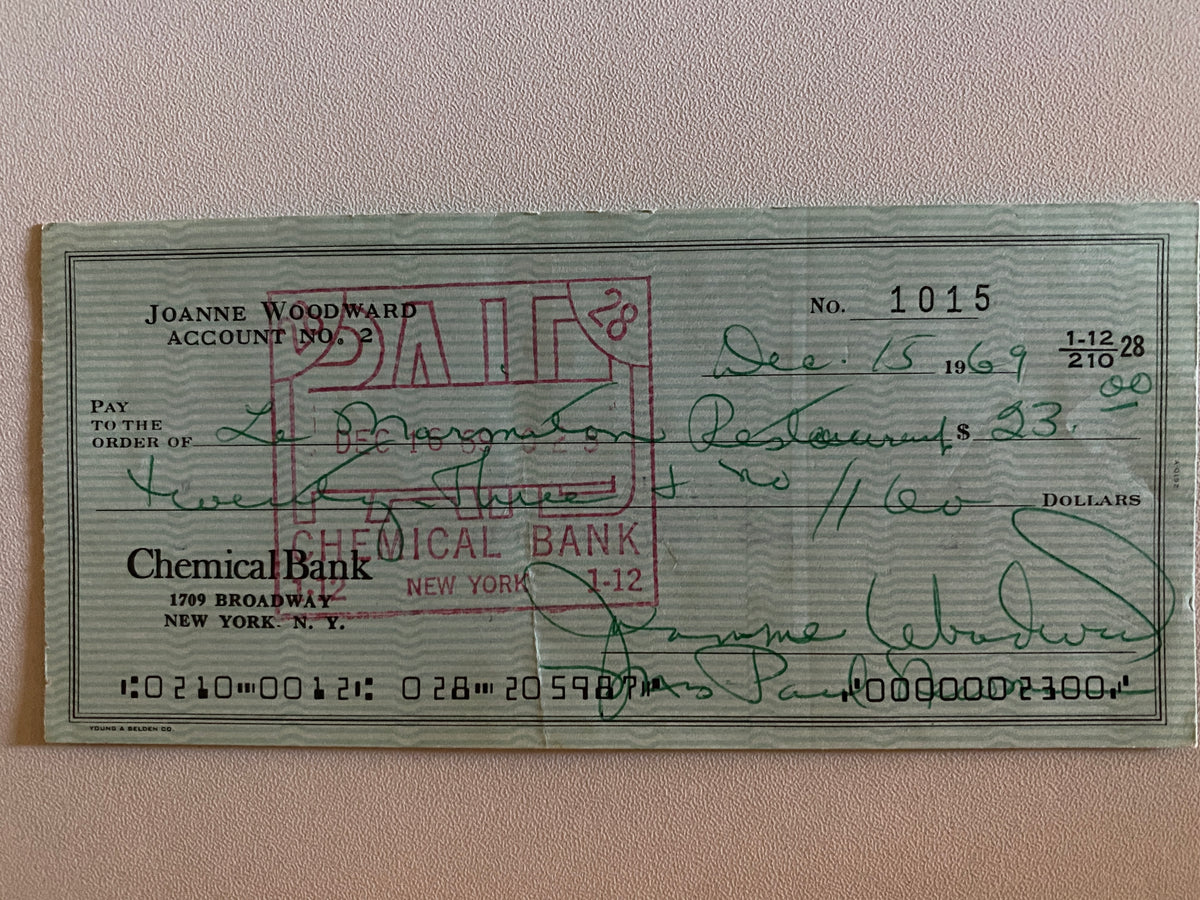 Three Faces Of Eve Joanne Woodward signed check