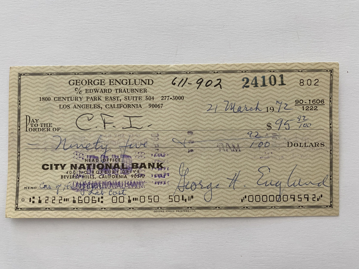 George Englund signed check