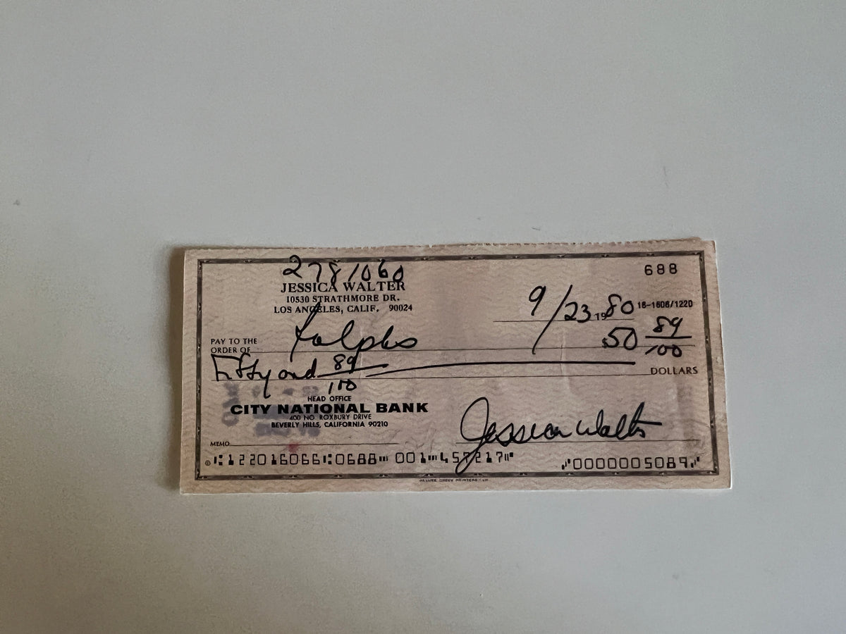 Jessica Walter signed check