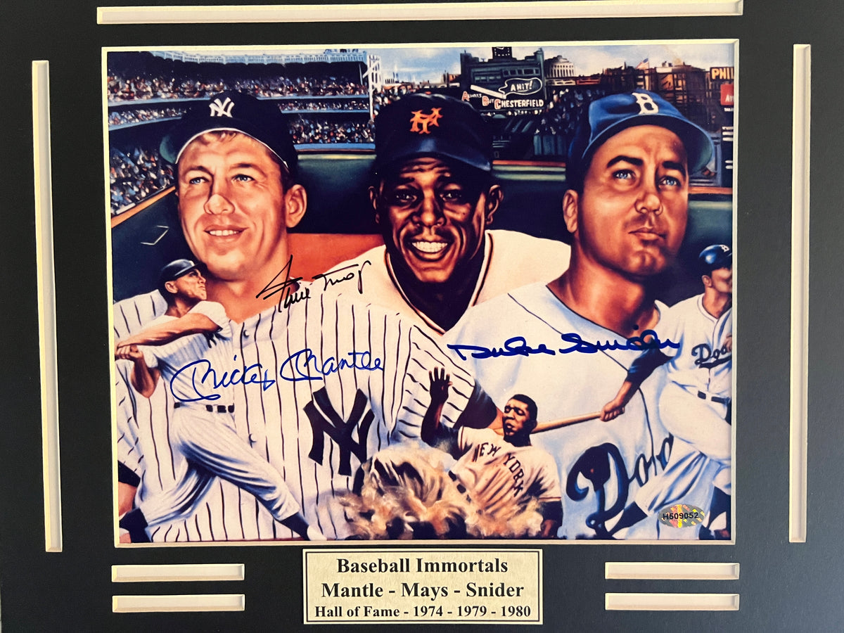 Duke Snider, Willie Mays and Mickey Mantle signed photo.