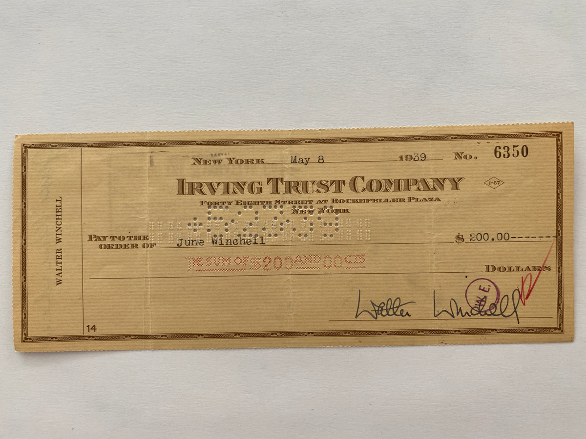 Walter Winchell signed check