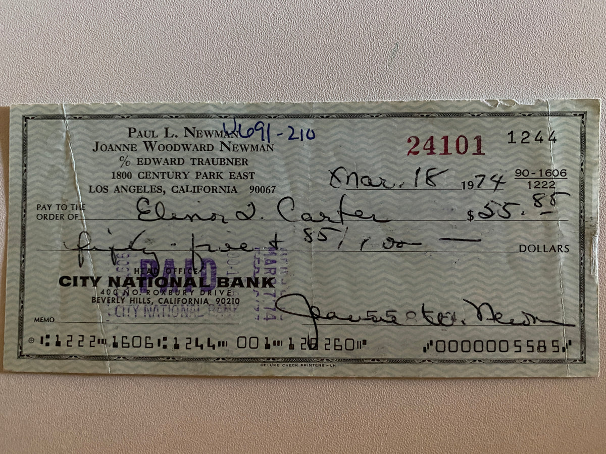Three Faces Of Eve Joanne Woodward signed check