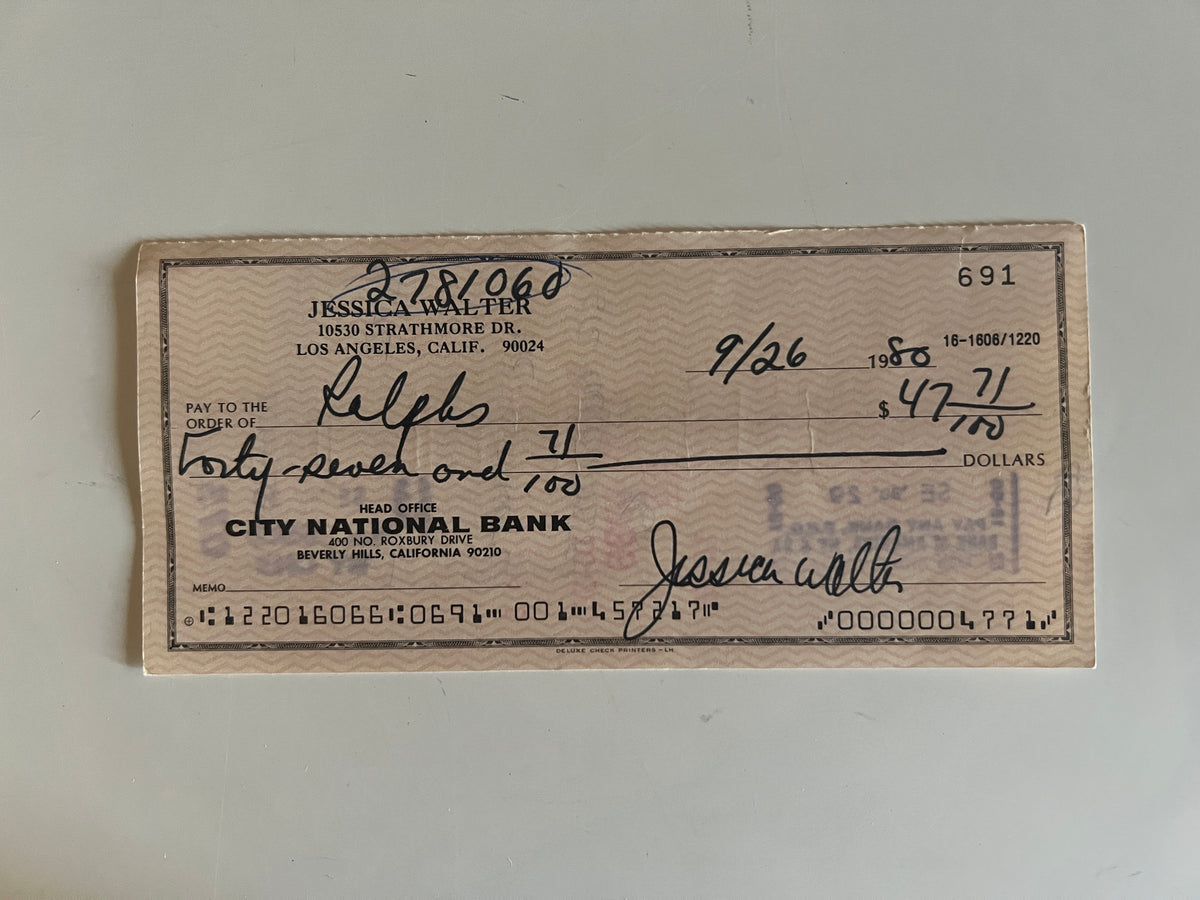 Jessica Walter signed check