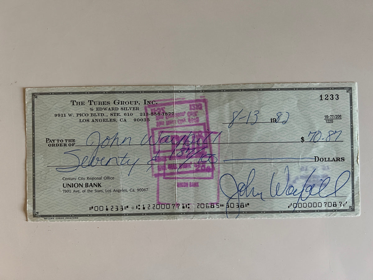 John Waybill signed check