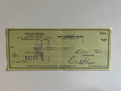 Dinah Shore signed check